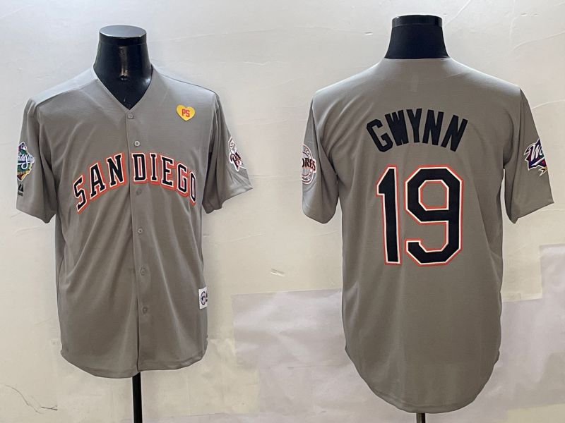 Men San Diego Padres #19 Gwynn Grey Throwback Game 2025 Nike MLB Jersey style 3129->san diego padres->MLB Jersey